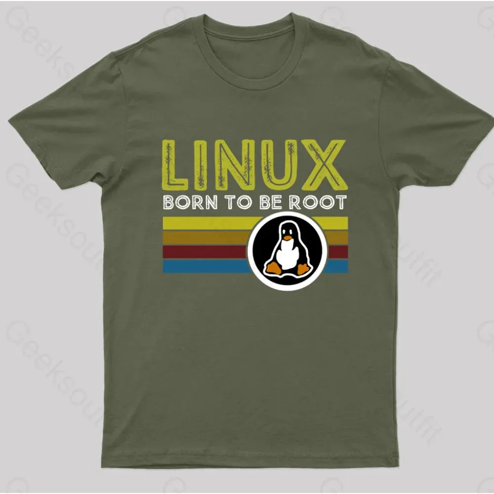 Linux Born To Be Root Geek T-Shirt - Image 2