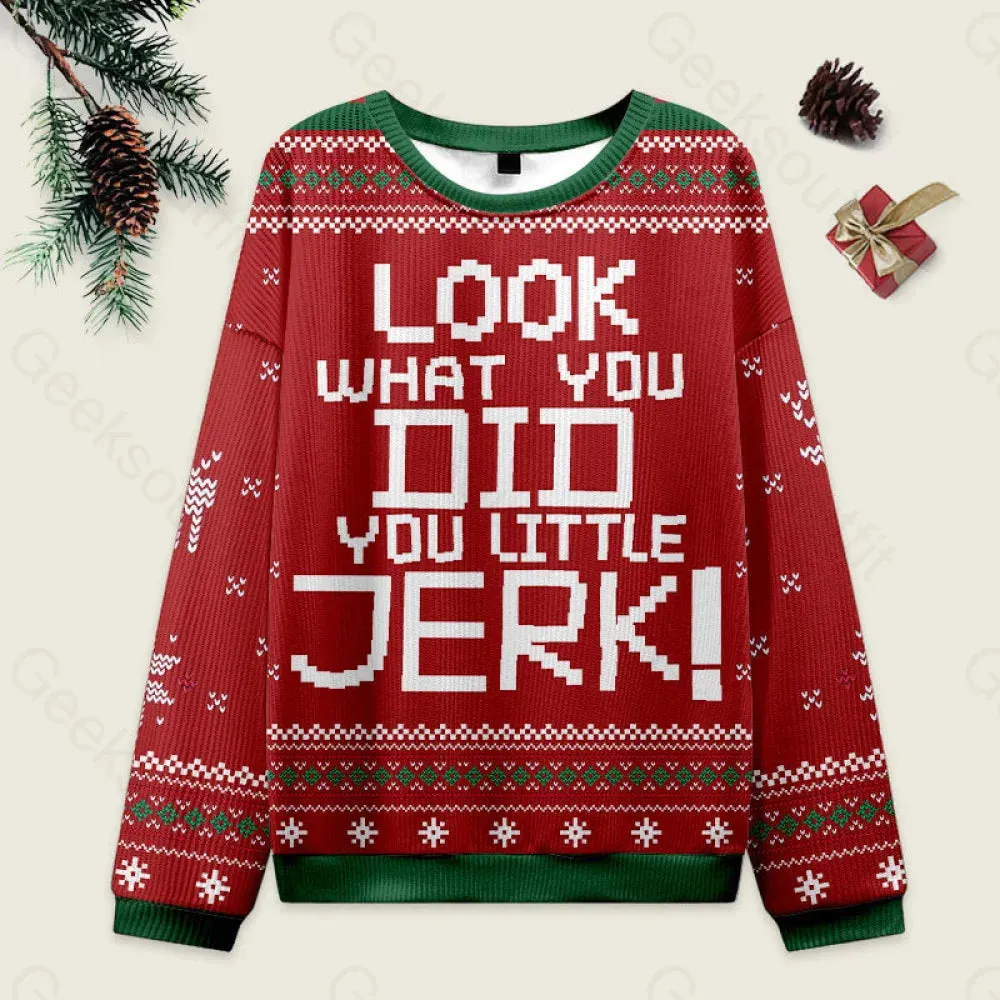Look What You Did-Home Alone Ugly Christmas Fuzzy Fleece Sweatshirt