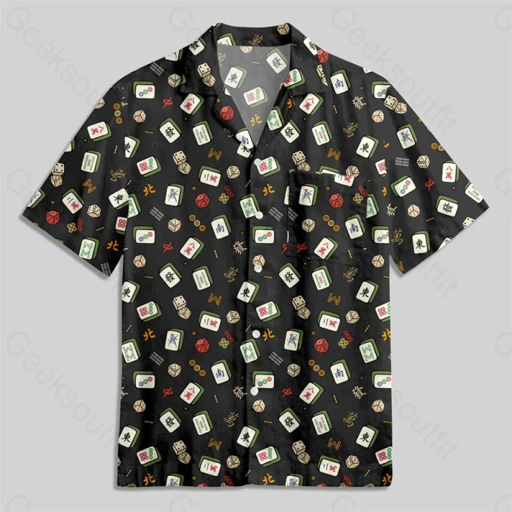 Mahjong Board Game Button Up Pocket Shirt - Image 3