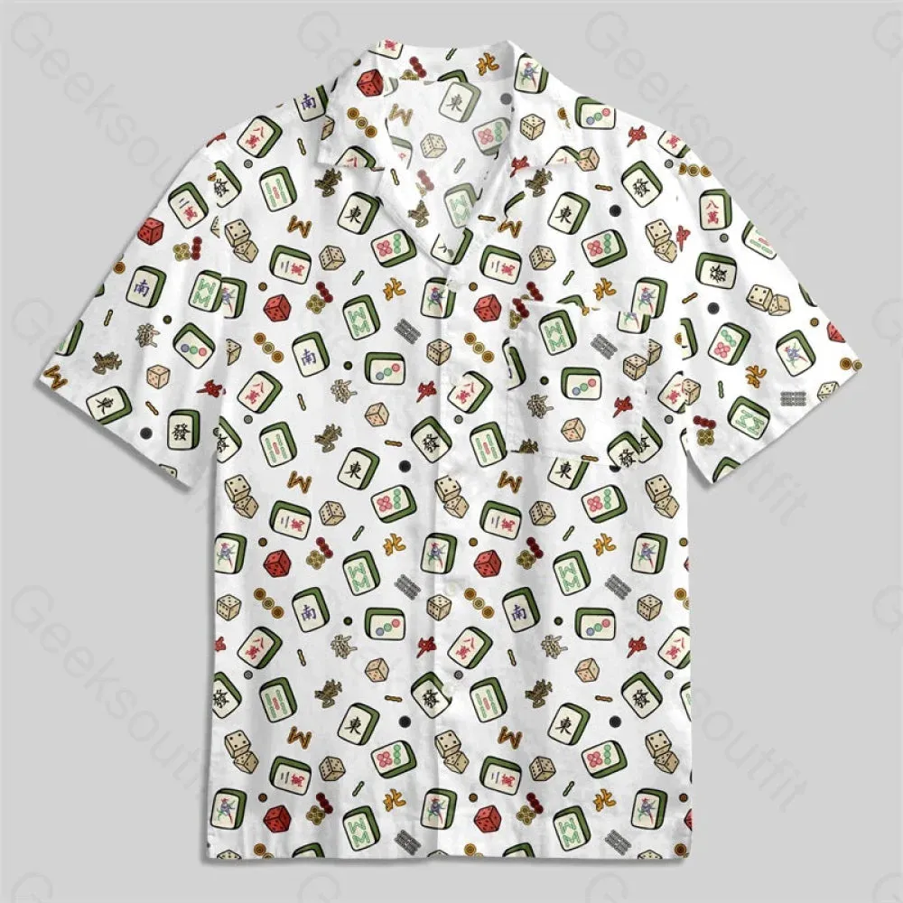 Mahjong Board Game Button Up Pocket Shirt - Image 4