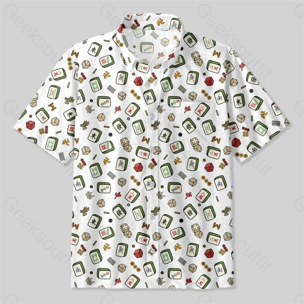 Mahjong Board Game Button Up Pocket Shirt - Image 2