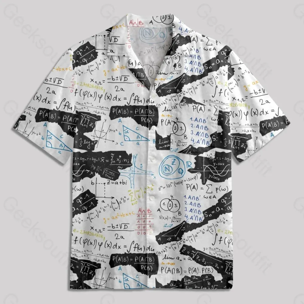 Mathematical Black and White Matching Button Up Pocket Shirt - Image 3