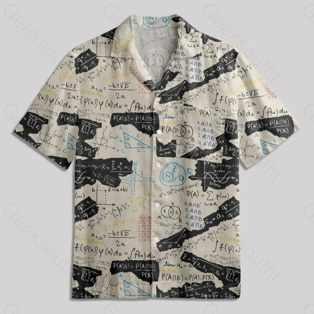 Mathematical Black and White Matching Button Up Pocket Shirt - Image 4