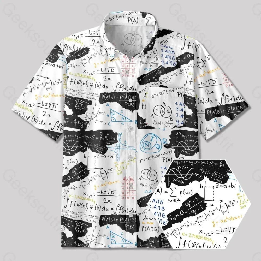 Mathematical Black and White Matching Button Up Pocket Shirt