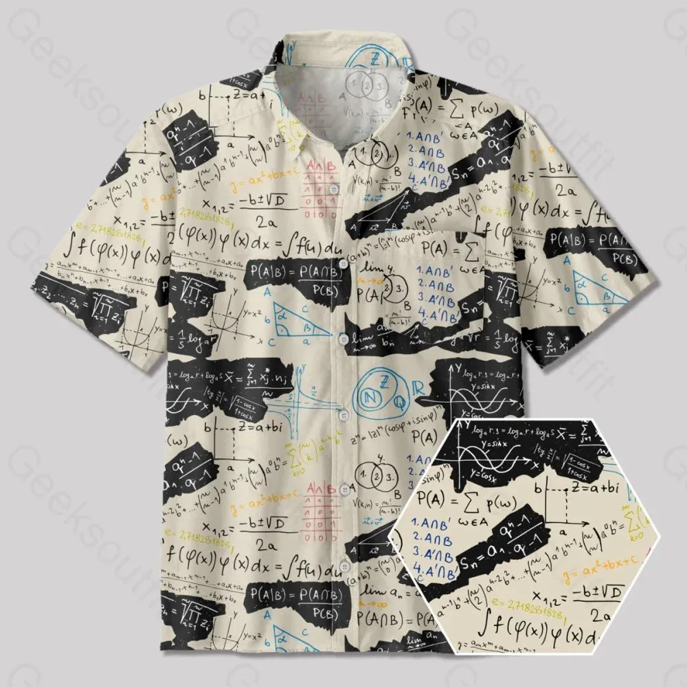 Mathematical Black and White Matching Button Up Pocket Shirt - Image 2