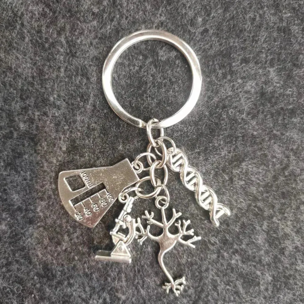 Microscopy DNA Neuron Human Skeleton Keychain