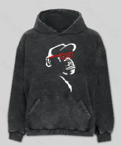 Monkey With Red Glasses Washed Hoodie