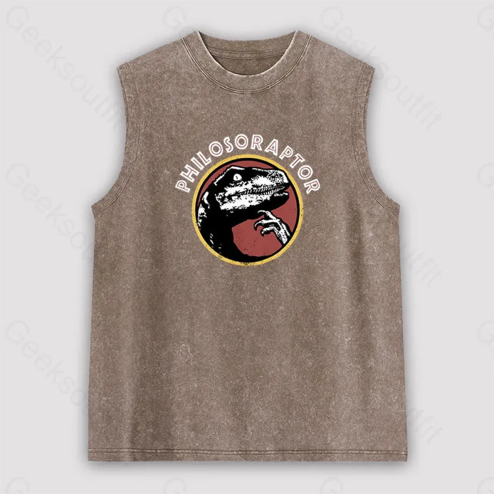 Philosoraptor Unisex Washed Tank - Image 3