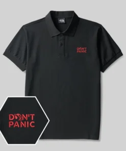 Don't Panic Geek Embroidered Polo Shirts