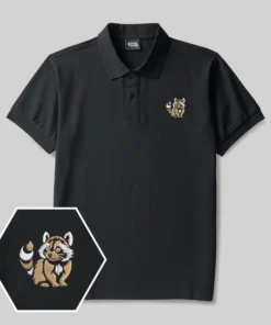 Little Raccoon Geek Embroidered Polo Shirts
