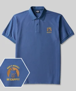 Alternative view of Don't Worry Be Cappy Geek Embroidered Polo Shirts