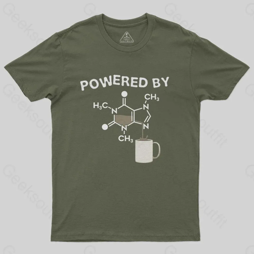 Powered By Caffeine Unisex Geek T-shirt - Image 3