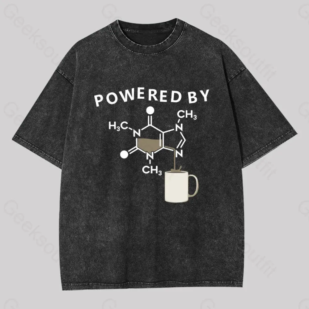 Powered By Caffeine Unisex Washed T-shirt - Image 2