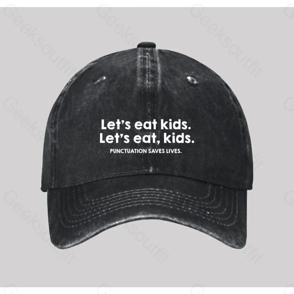 Punctuation Saves Lives Washed Vintage Baseball Cap - Image 3