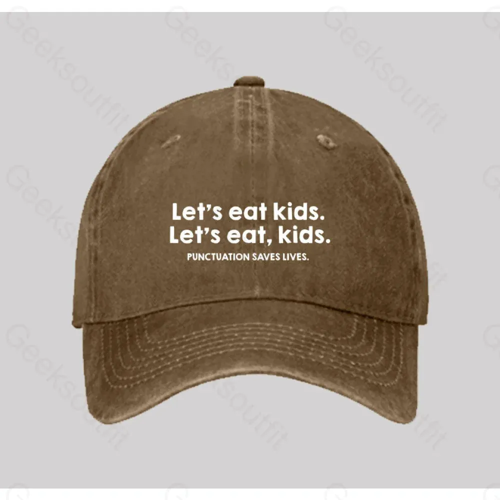 Punctuation Saves Lives Washed Vintage Baseball Cap - Image 5