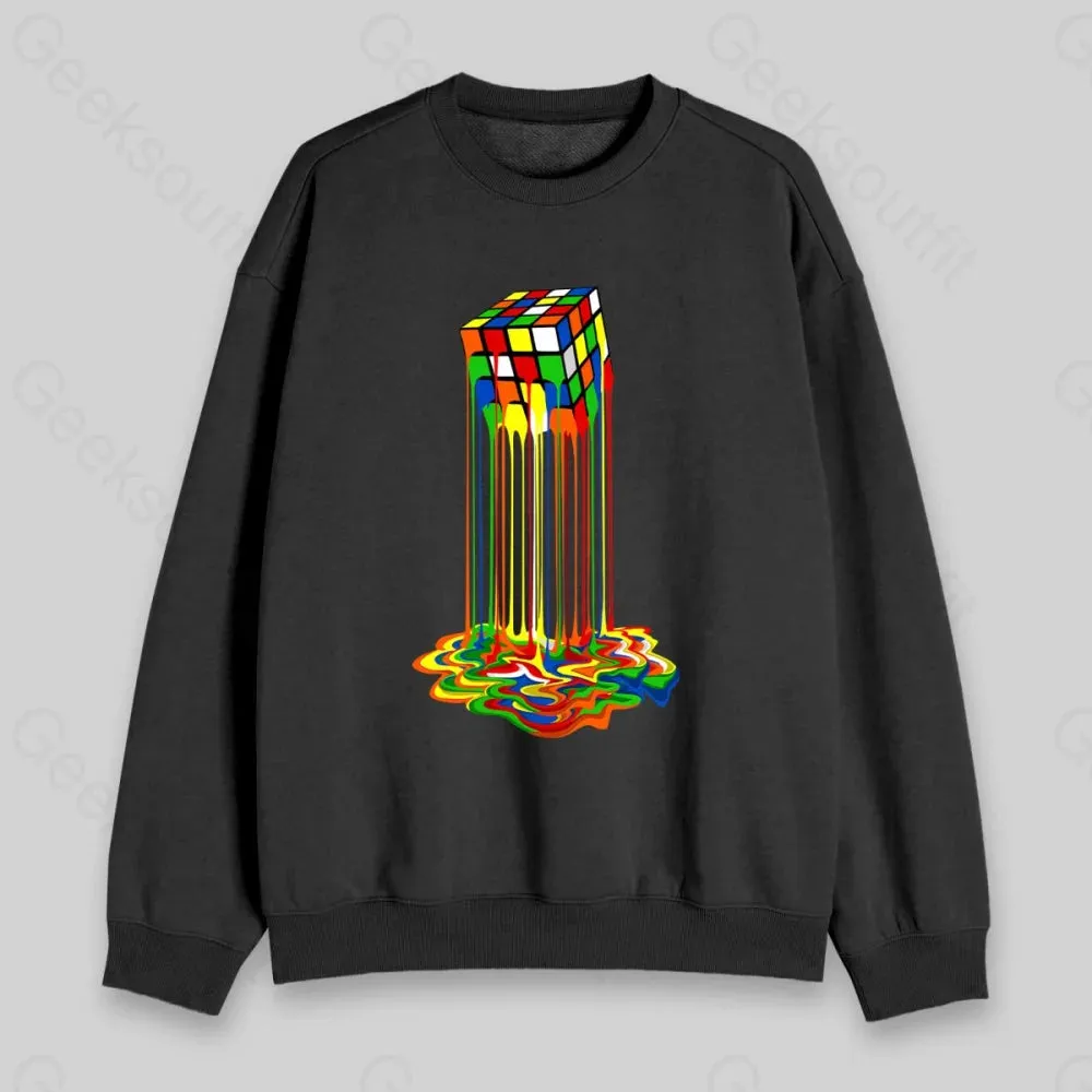 Rainbow Abstraction Melted Cube Sweatshirt