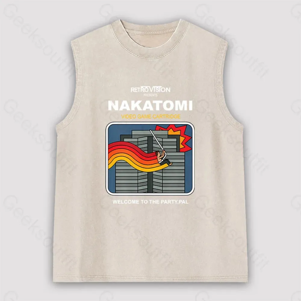 Retro Nakatomi Game Unisex Washed Tank - Image 5