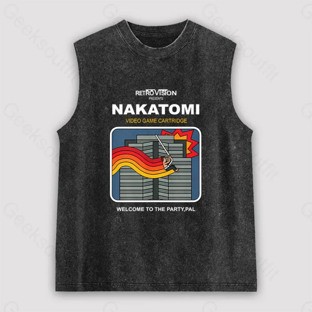 Retro Nakatomi Game Unisex Washed Tank
