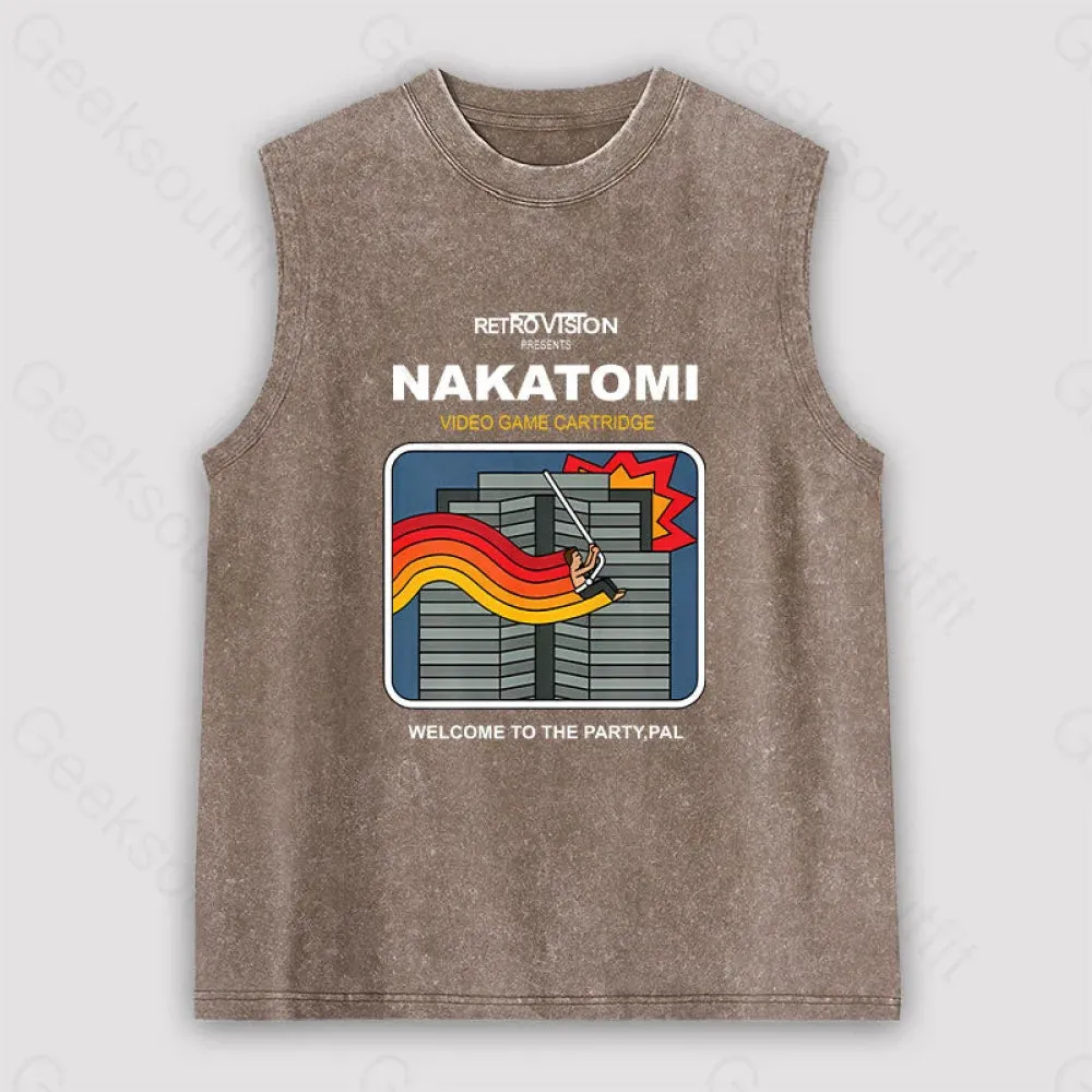 Retro Nakatomi Game Unisex Washed Tank - Image 3