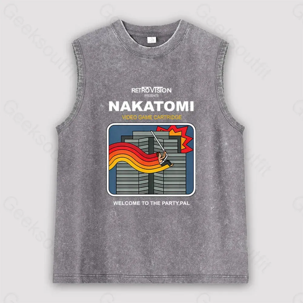 Retro Nakatomi Game Unisex Washed Tank - Image 2
