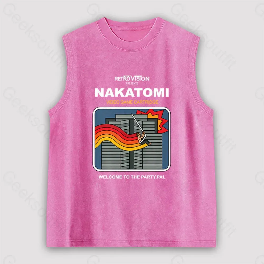 Retro Nakatomi Game Unisex Washed Tank - Image 4