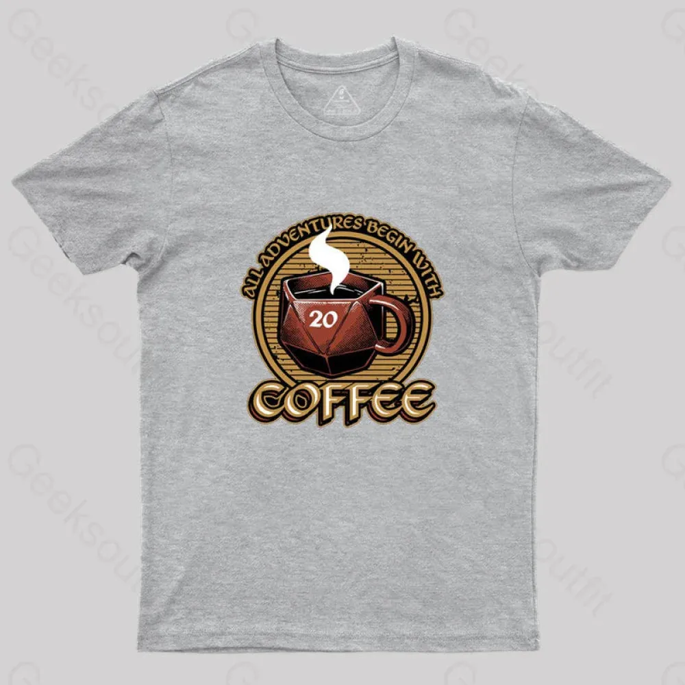 RPG - All Adventures Begin With Coffee T-Shirt