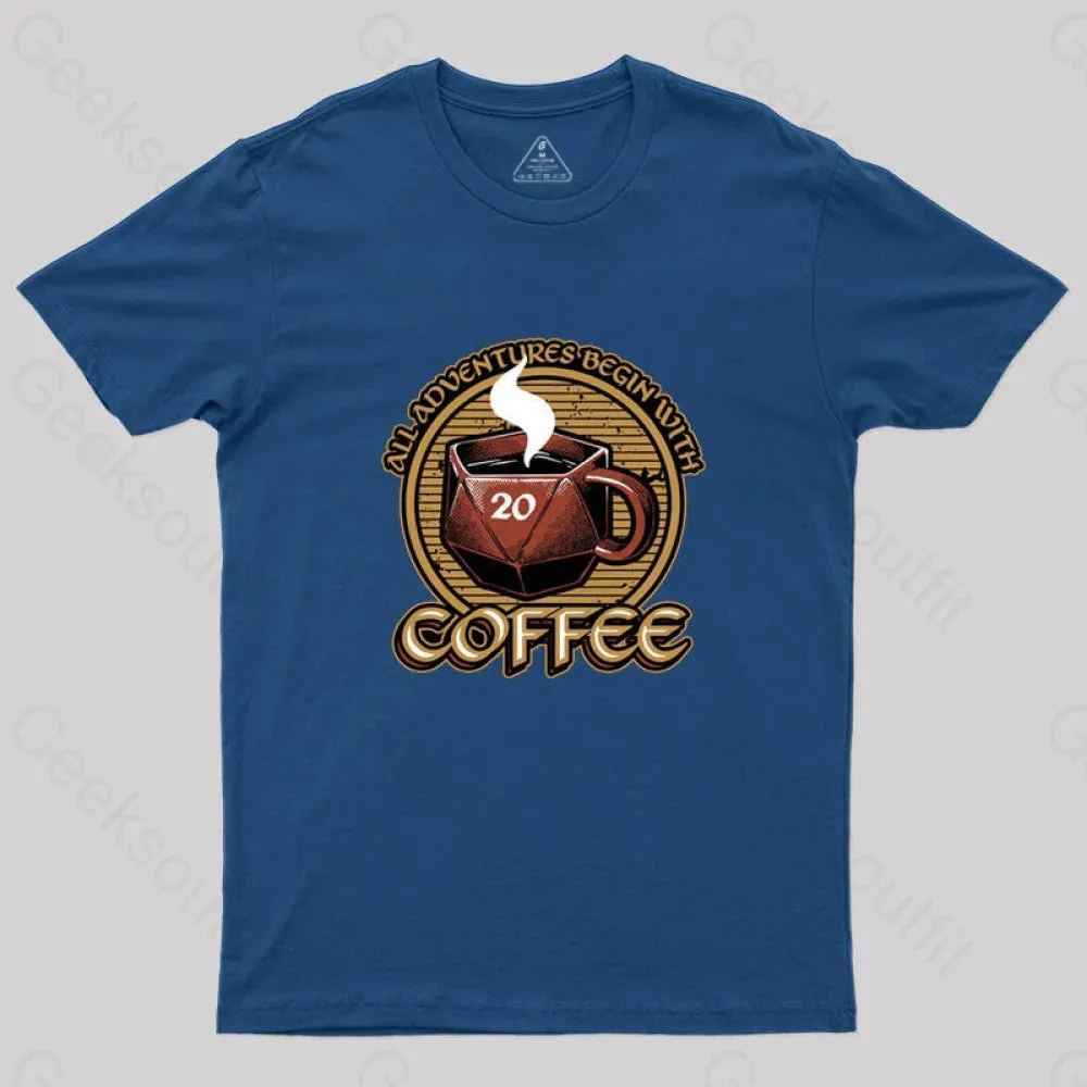 RPG - All Adventures Begin With Coffee T-Shirt - Image 4