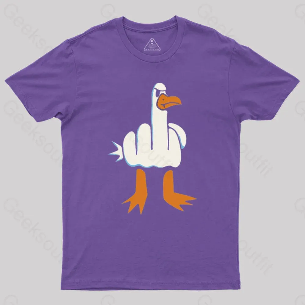 Rude Seagull Design Funny Geek T-Shirt - Image 5