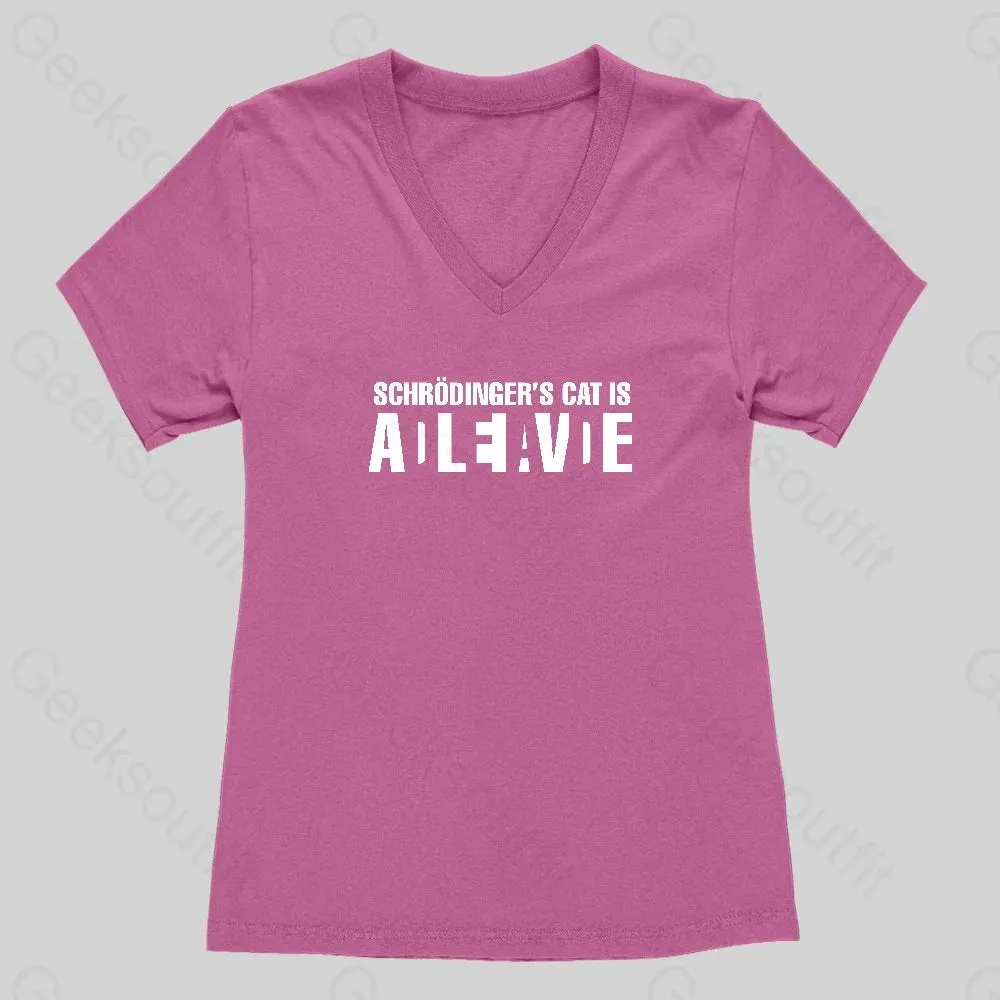 Schr?dinger's Cat ADLEIAVDE Women's V-Neck T-shirt - Image 3
