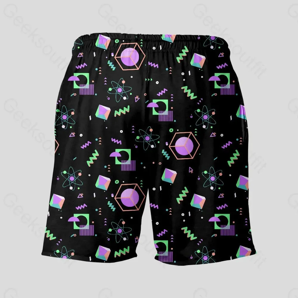 Science Atom Math Black Geeky Drawstring Shorts - Image 4
