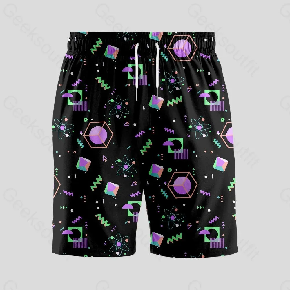 Science Atom Math Black Geeky Drawstring Shorts - Image 2