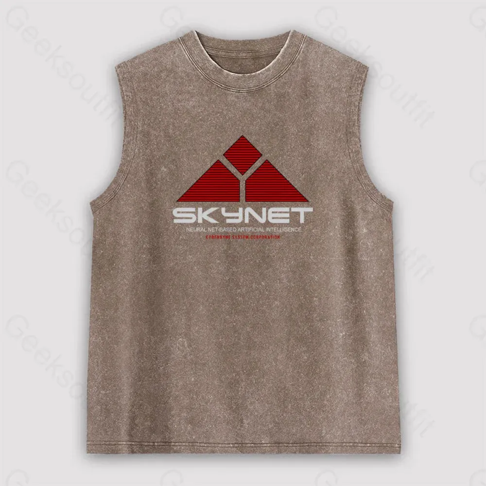 Skynet Neural Net Based Artificial Intelligence Unisex Washed Tank - Image 3