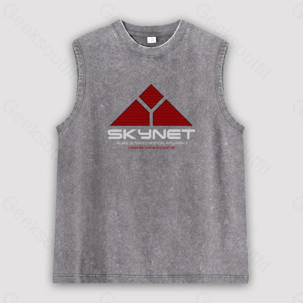 Skynet Neural Net Based Artificial Intelligence Unisex Washed Tank - Image 2