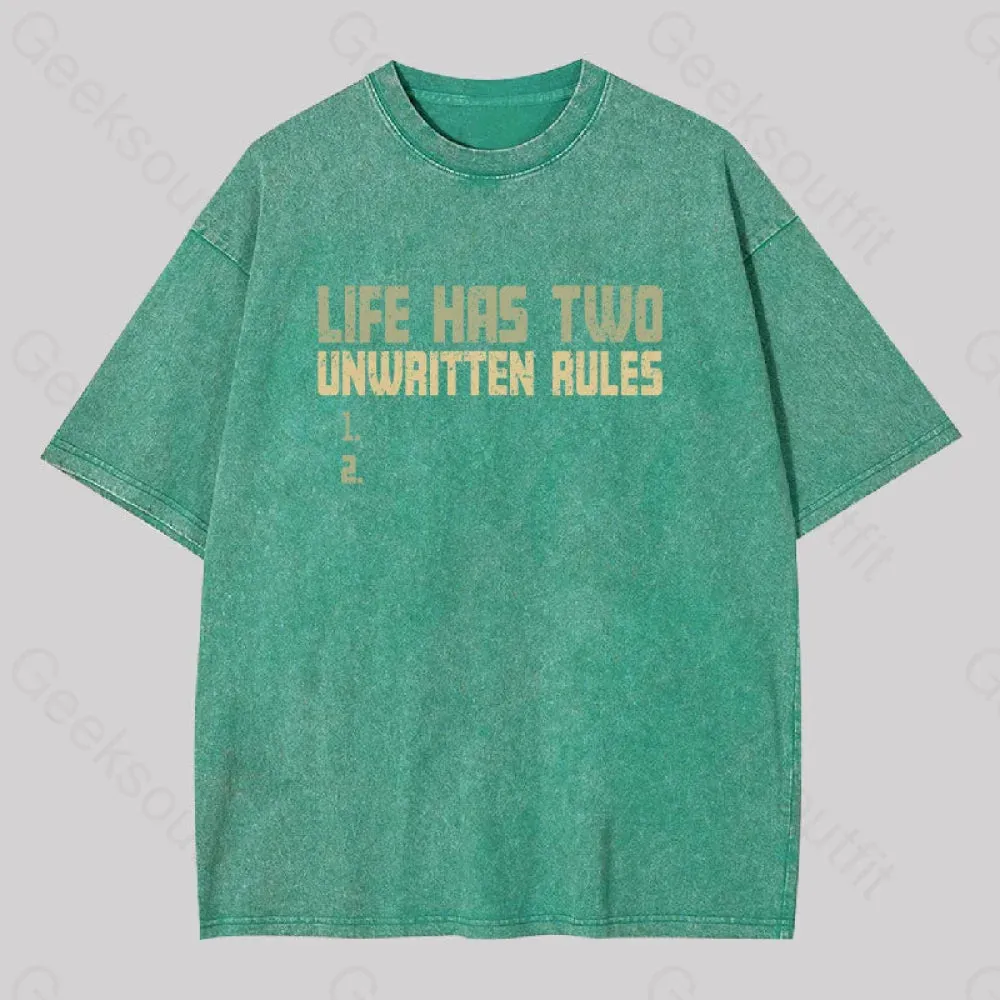 The Two Unwritten Rules of Life Washed T-shirt - Image 4