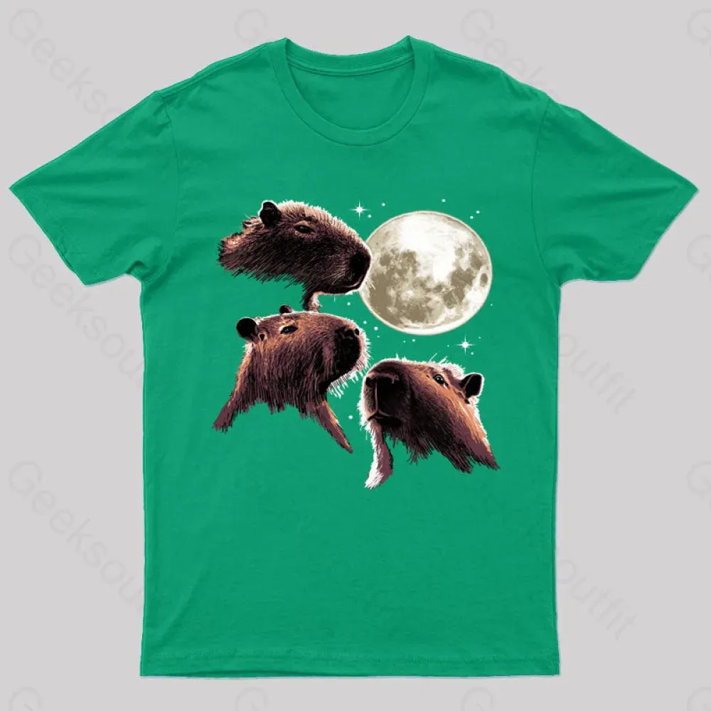 Three Moon Capybaras Geek T-Shirt - Image 5