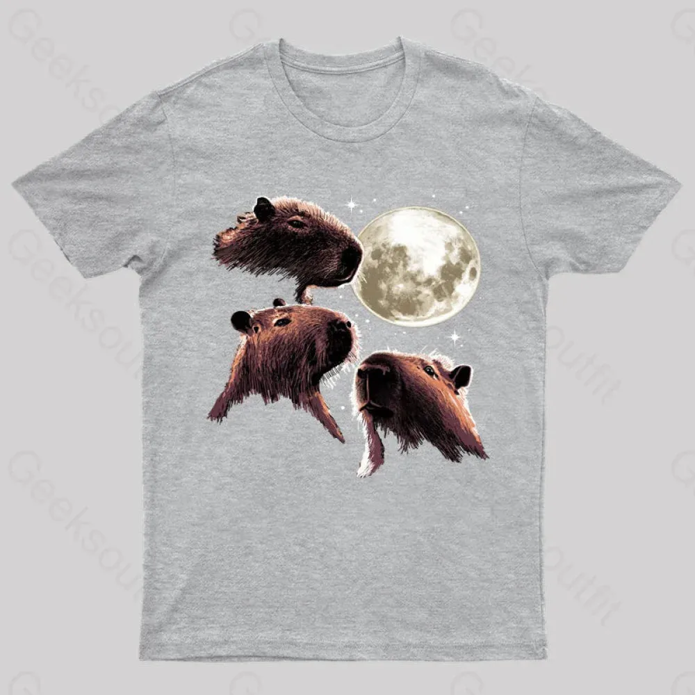 Three Moon Capybaras Geek T-Shirt - Image 4