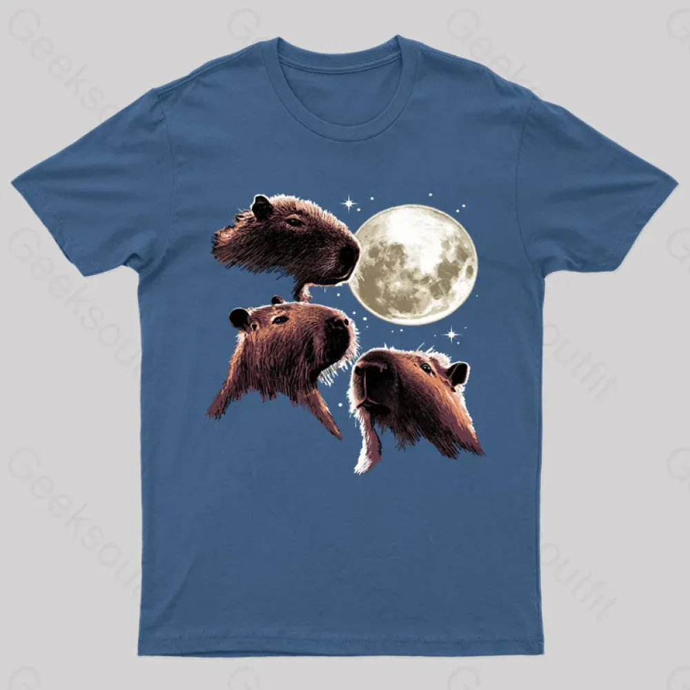 Three Moon Capybaras Geek T-Shirt - Image 3