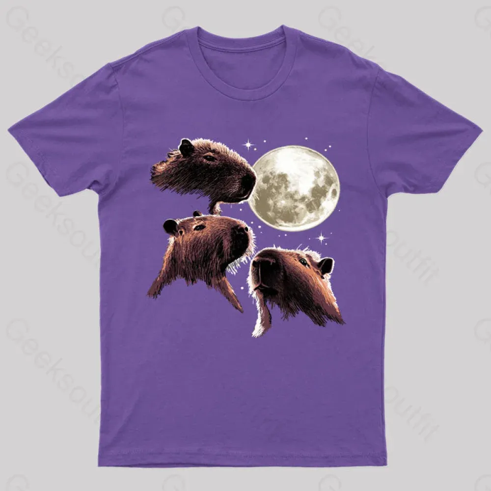 Three Moon Capybaras Geek T-Shirt - Image 11