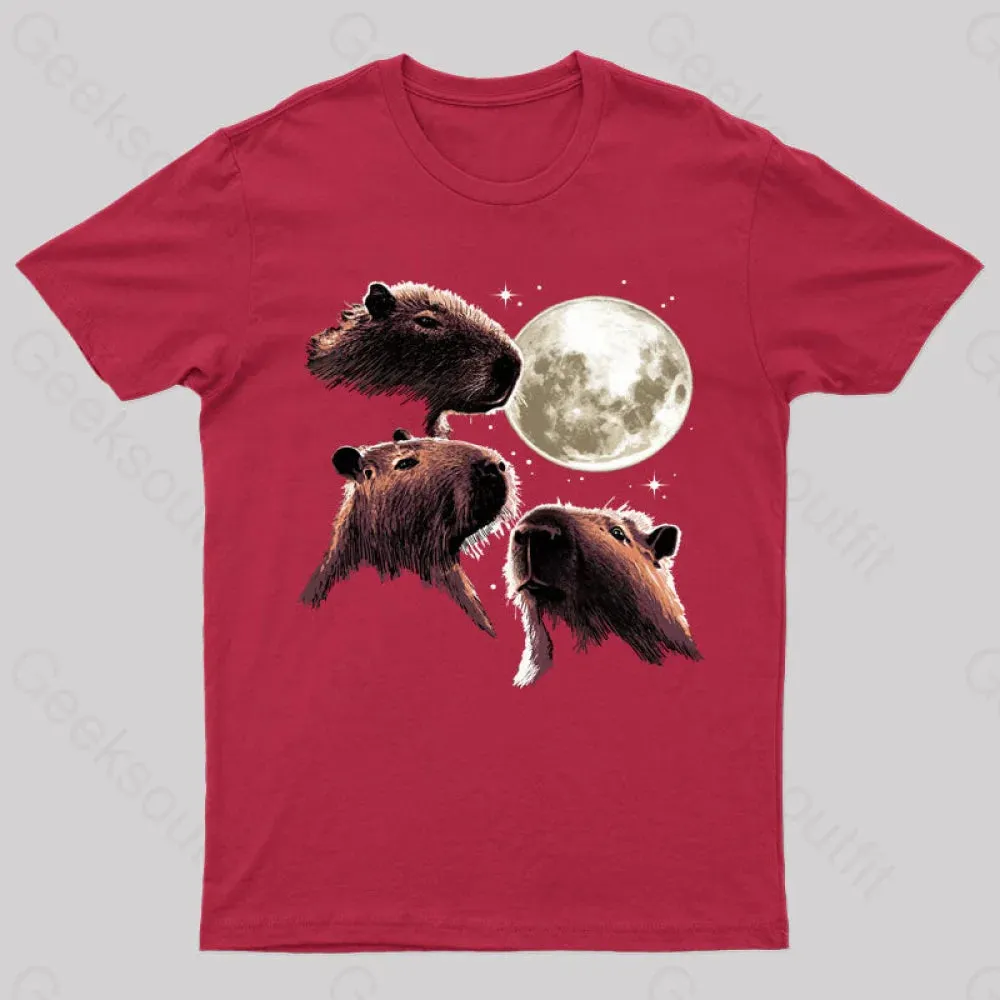 Three Moon Capybaras Geek T-Shirt - Image 6