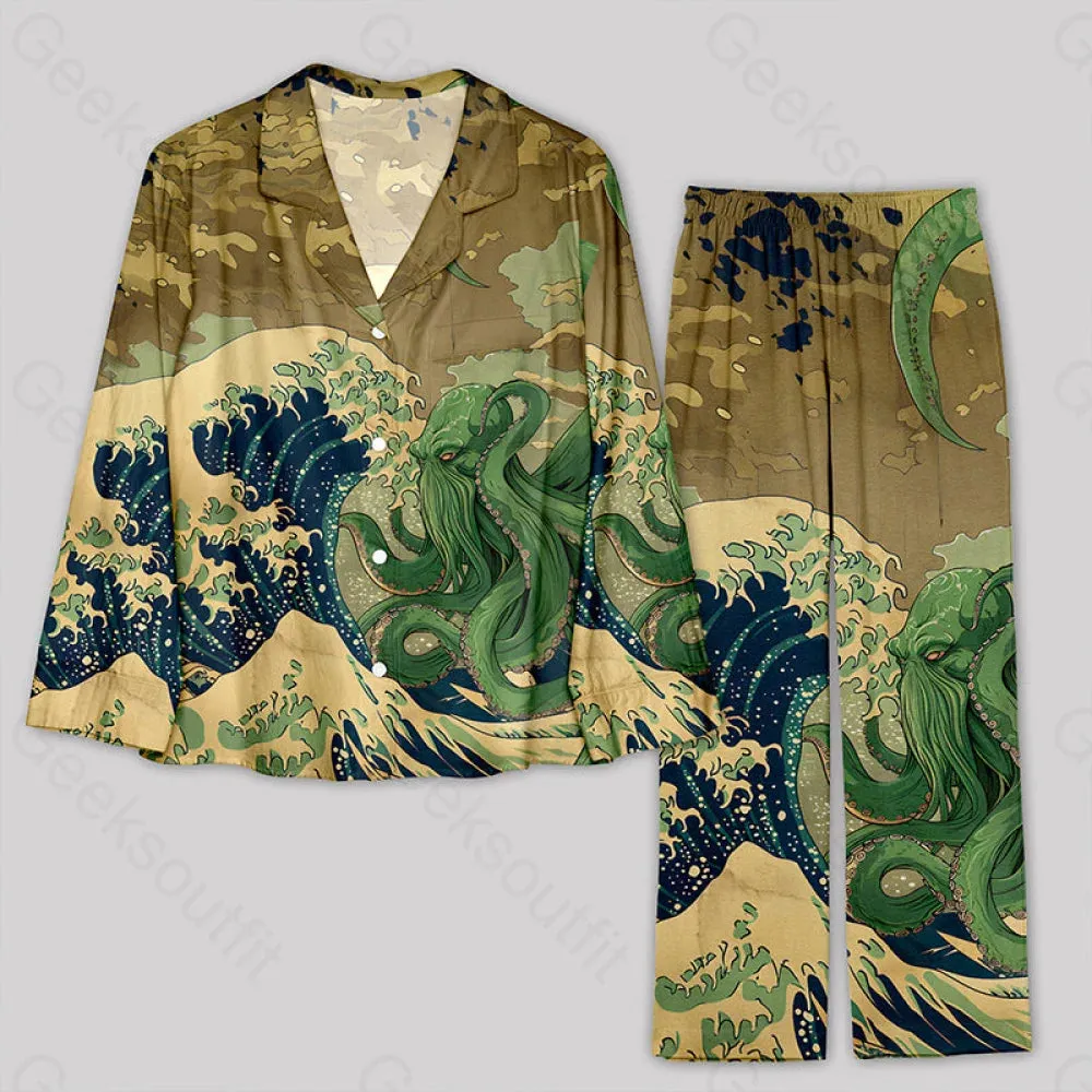 Ukiyoe Waves Cthulhu Pajama Sets