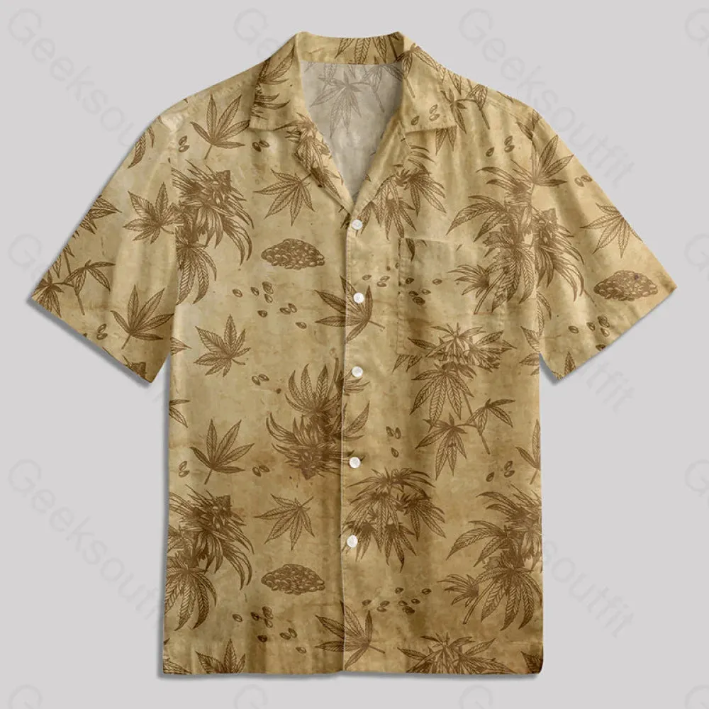 Vintage Weed Sketch Illustration Button Up Pocket Shirt - Image 2