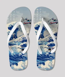 Ukiyoe Wave Fighter Geek Flip Flops