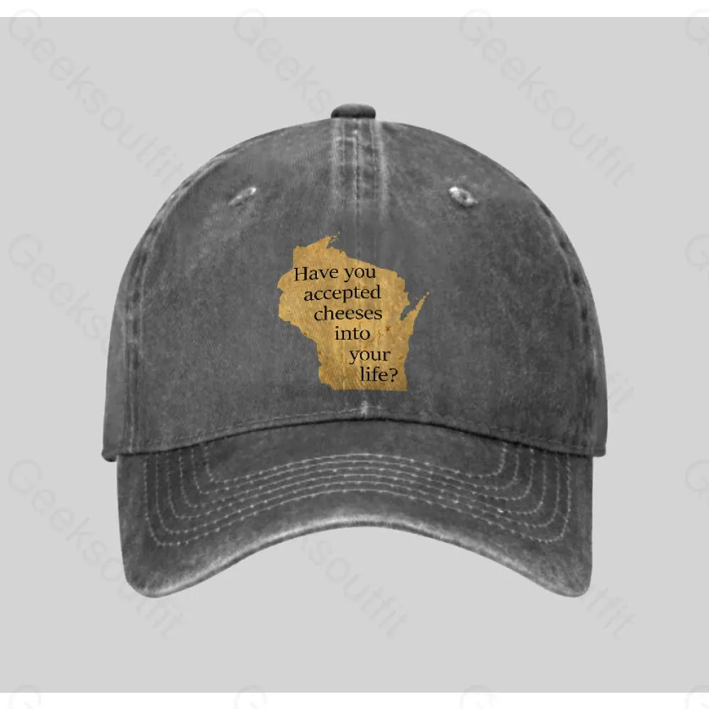 Wisconsin Cheese Pun Washed Vintage Baseball Cap - Image 2