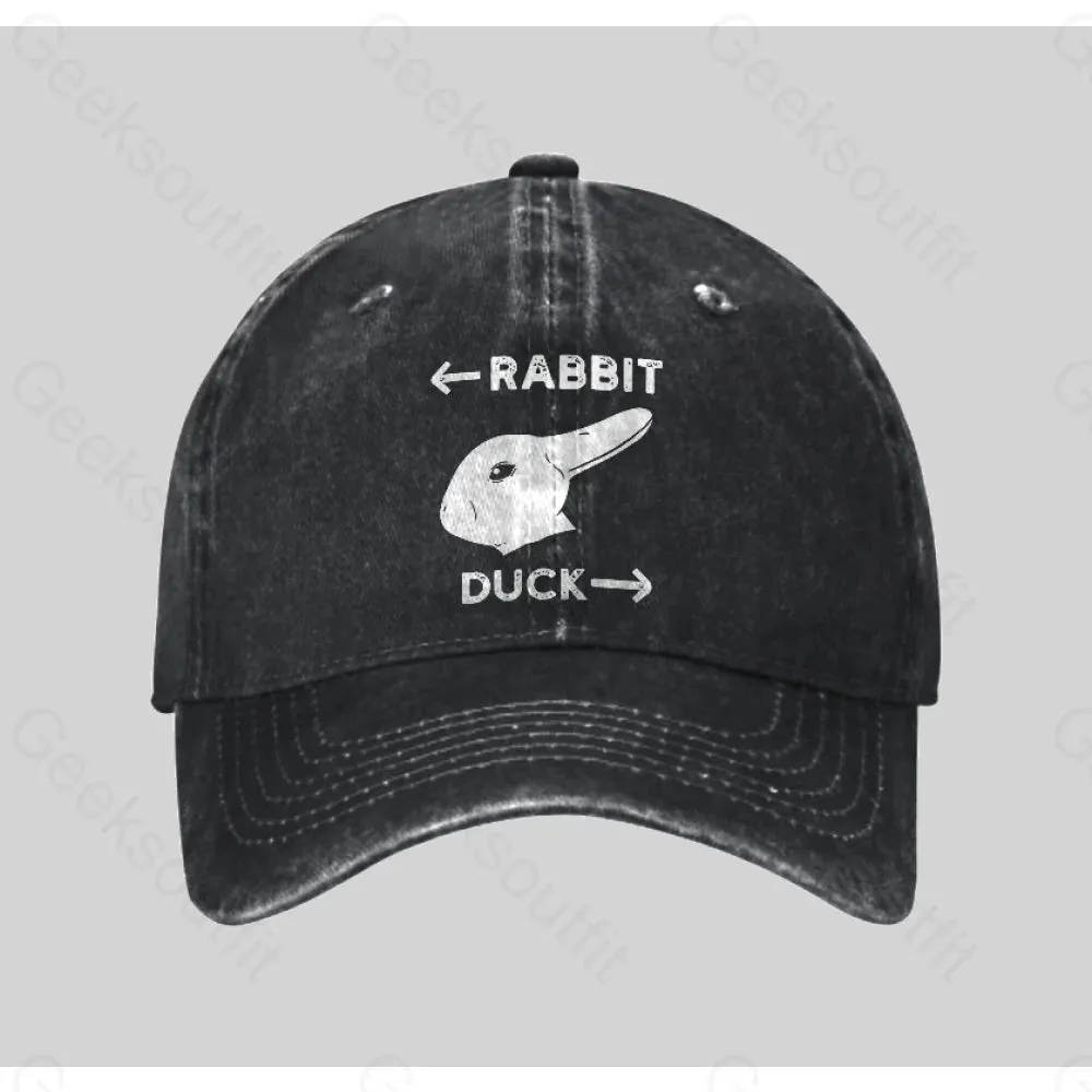 Wittgensteins Rabbit Duck Illusion Washed Vintage Baseball Cap