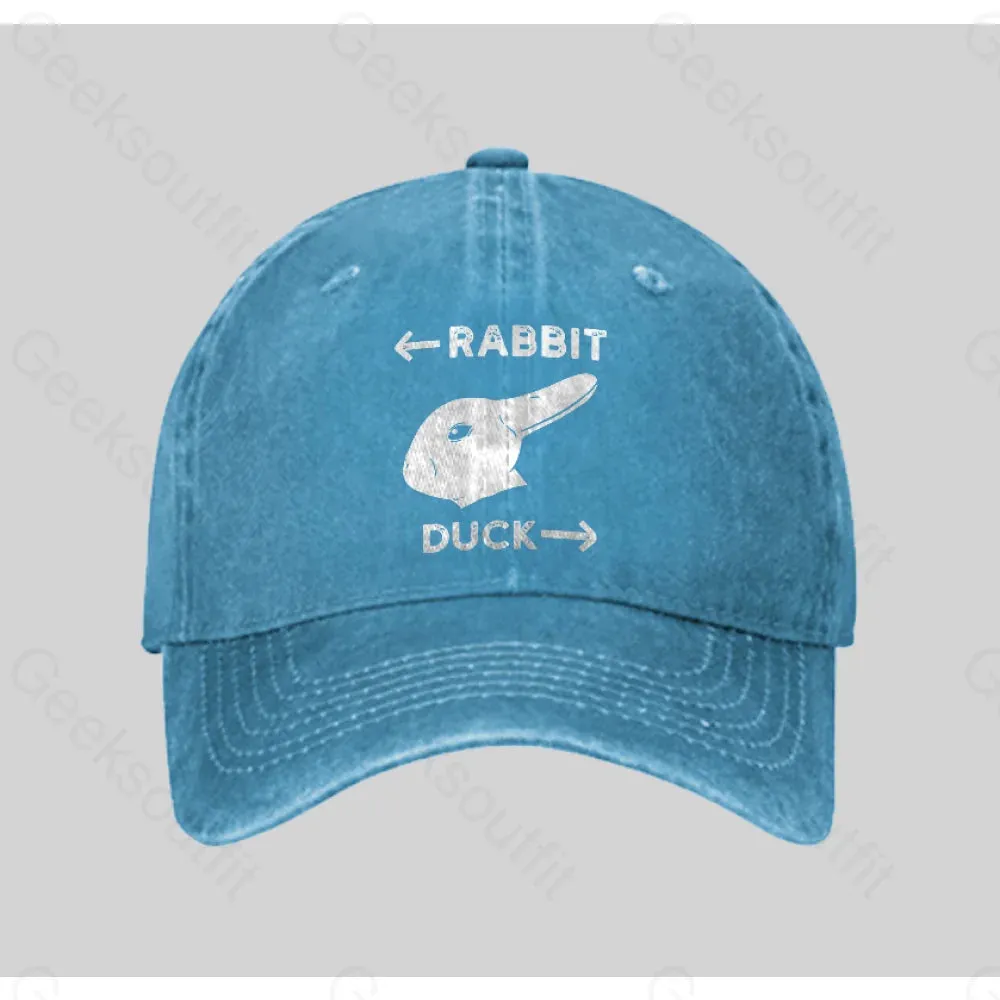 Wittgensteins Rabbit Duck Illusion Washed Vintage Baseball Cap - Image 4