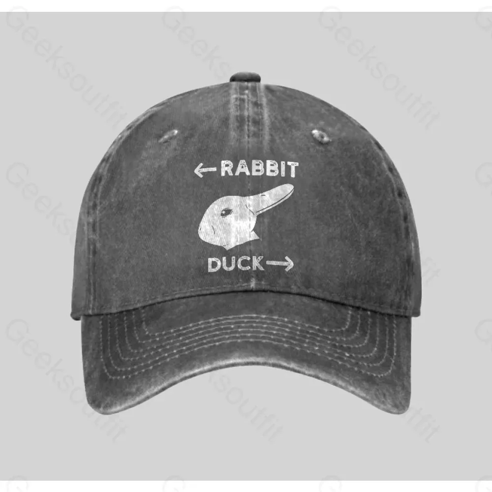 Wittgensteins Rabbit Duck Illusion Washed Vintage Baseball Cap - Image 2