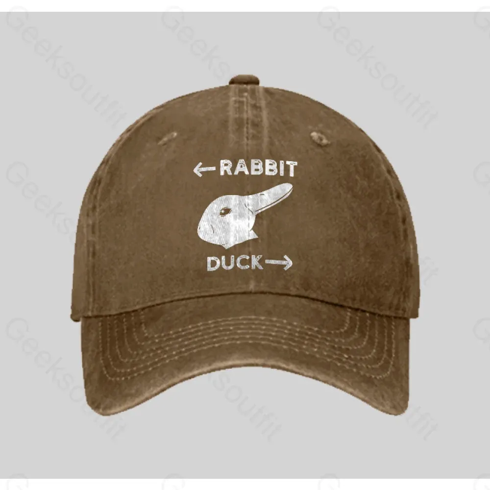 Wittgensteins Rabbit Duck Illusion Washed Vintage Baseball Cap - Image 5