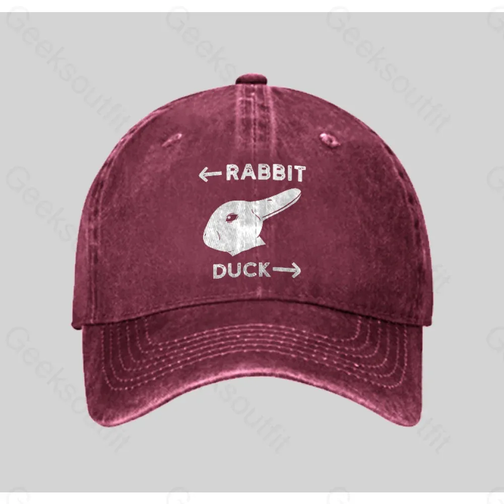 Wittgensteins Rabbit Duck Illusion Washed Vintage Baseball Cap - Image 3