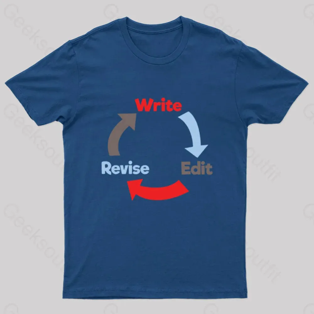 Write Edit Revise Repeat Nerd T-Shirt - Image 3
