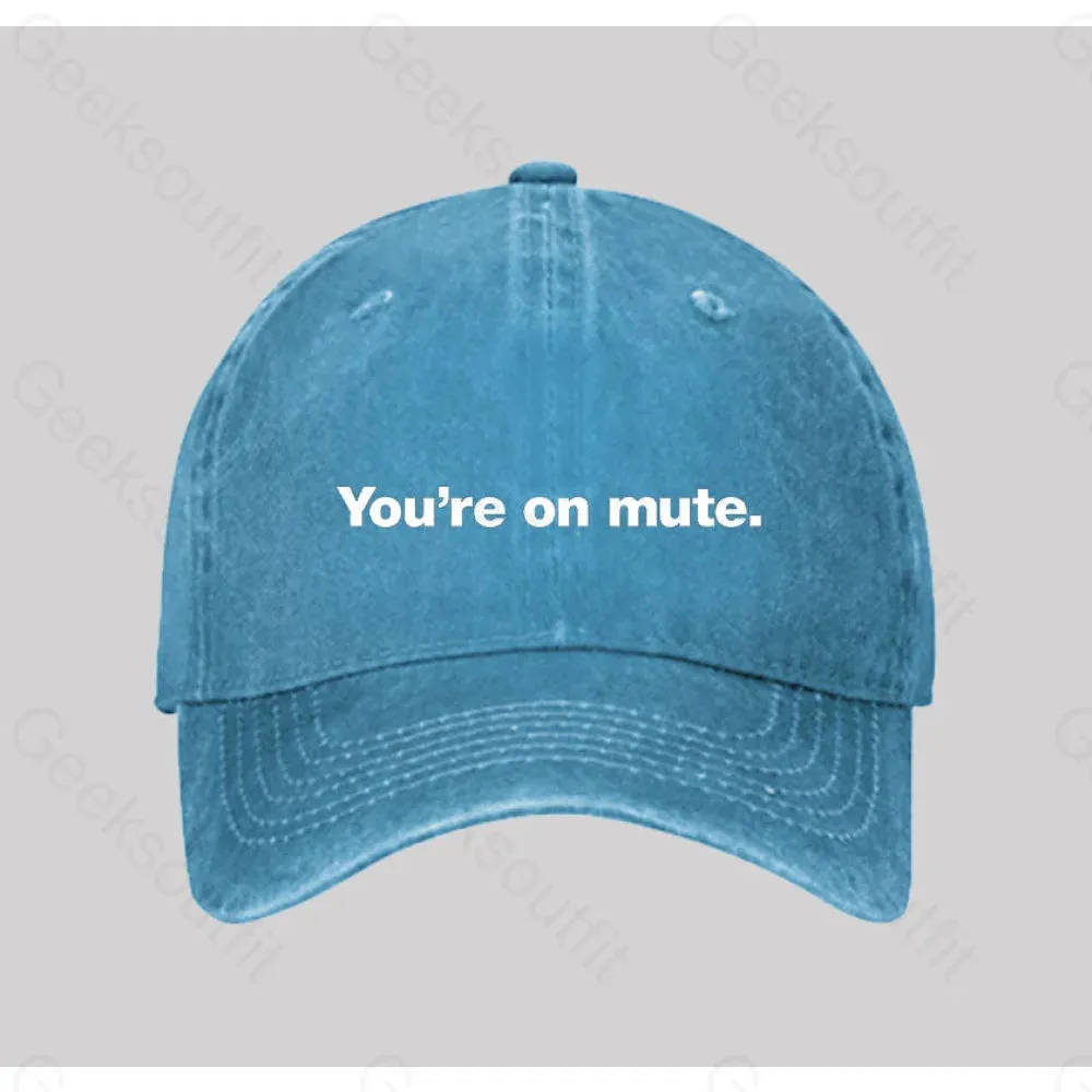 You're on mute Washed Vintage Baseball Cap - Image 4